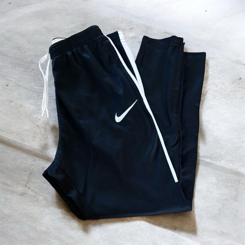Nike Black Ankle Zip Joggers with White Side Stripe